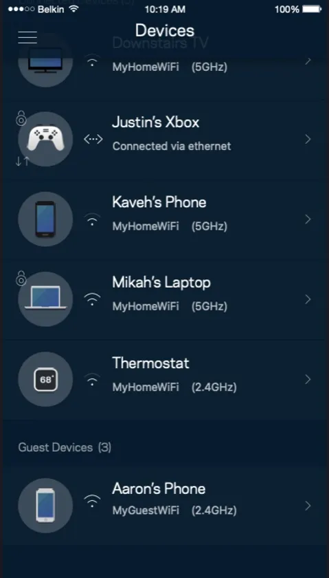 Linksys Smart Wifi app screen 3