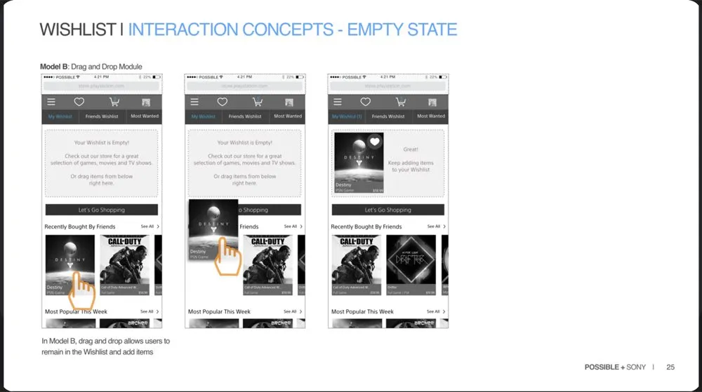PlayStation mobile app, empty state